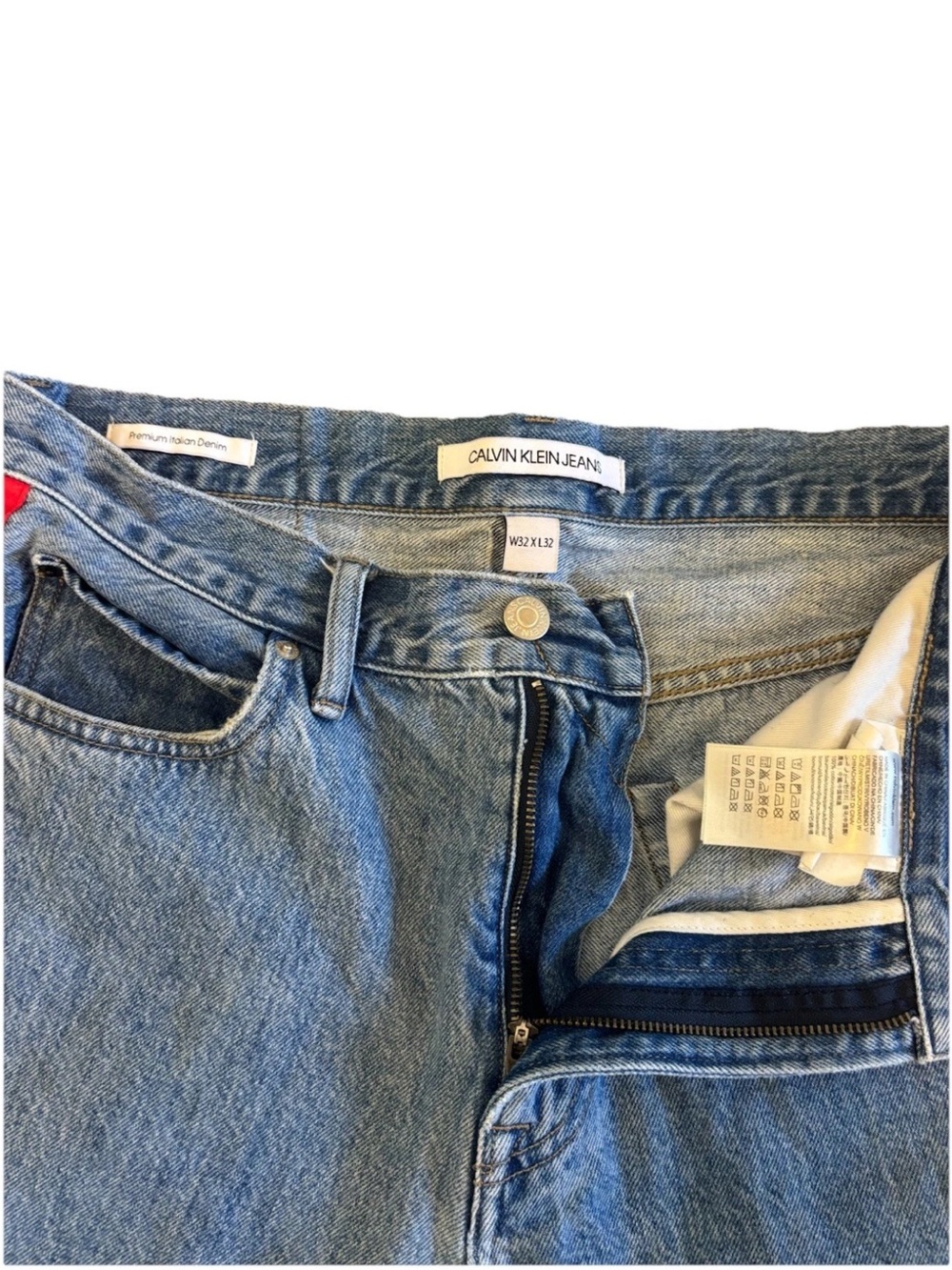 Women’s Vintage RARE Y2K Calvin Klein Denim with Red Tape Logo. Size 32x32. - Picture 9 of 10